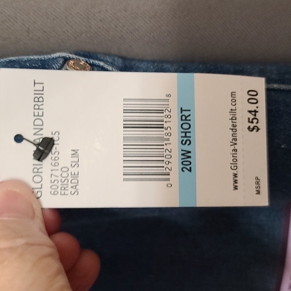 NWT Gloria Vanderbilt Jeans Sadie Slim Comfort Stretch Denim Womens Sz 20W Short - Picture 4 of 9